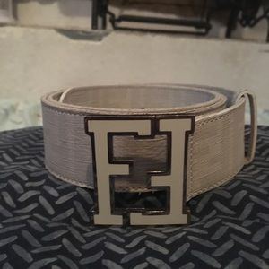 White Fendi belt